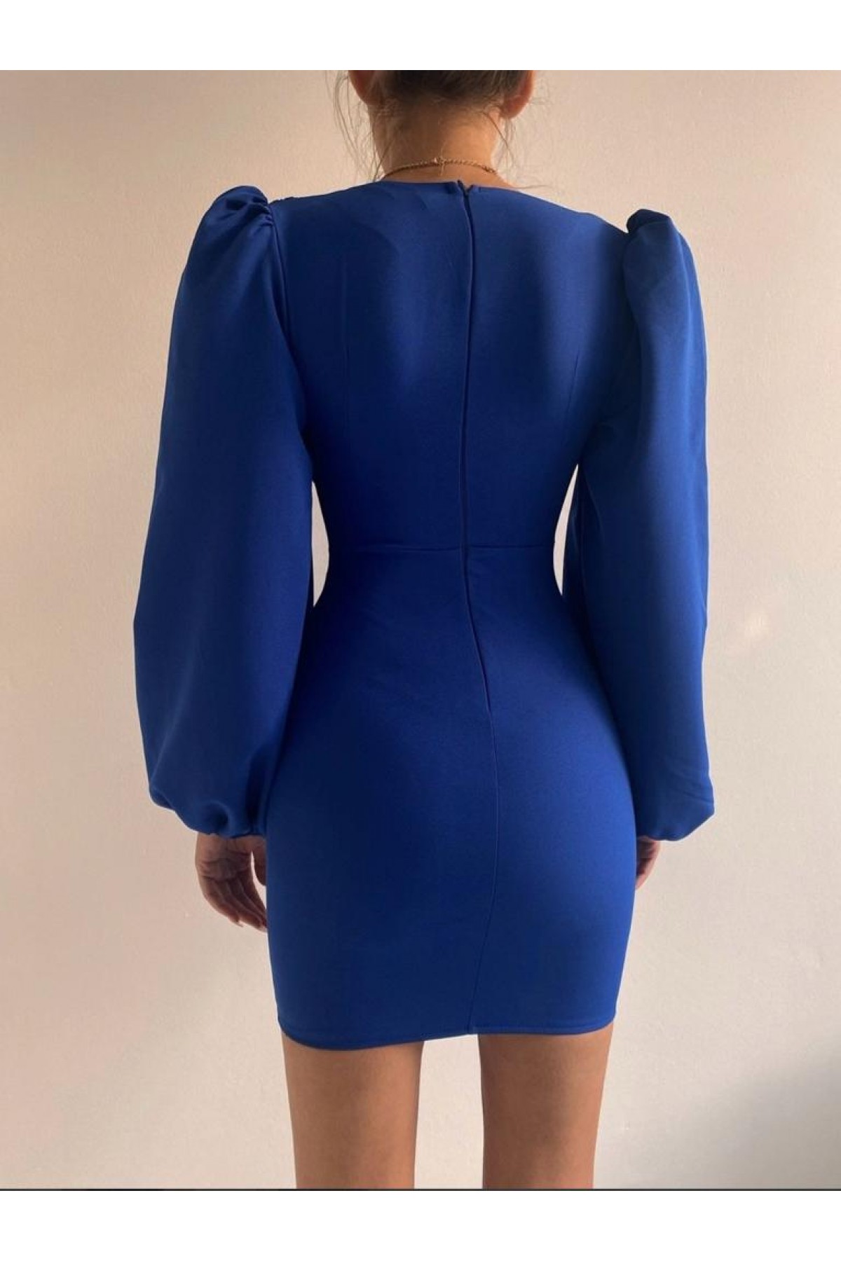 Omuz Detaylı Düğmeli Elbise - Lacivert
